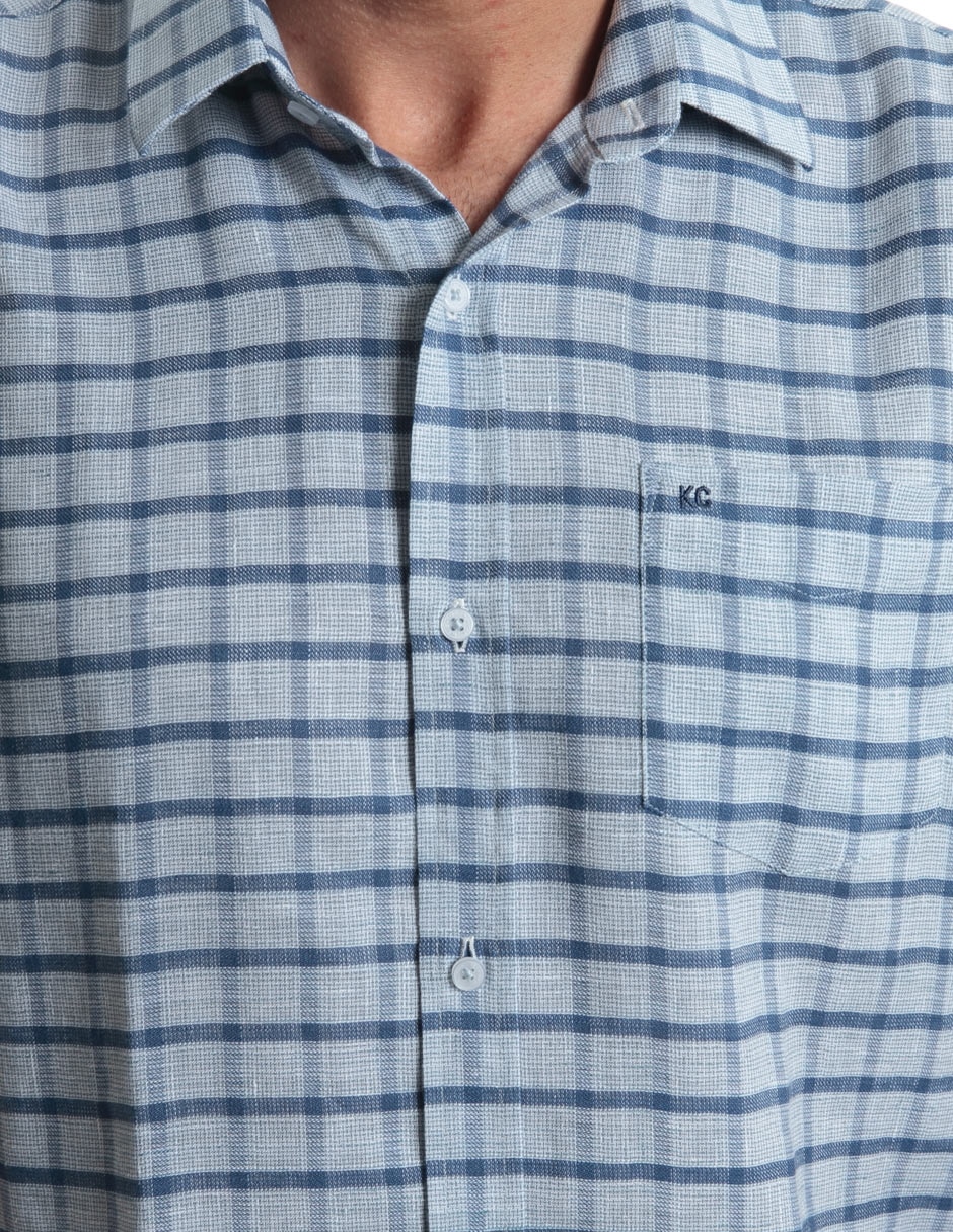 Camisa casual de lino manga corta para hombre 5