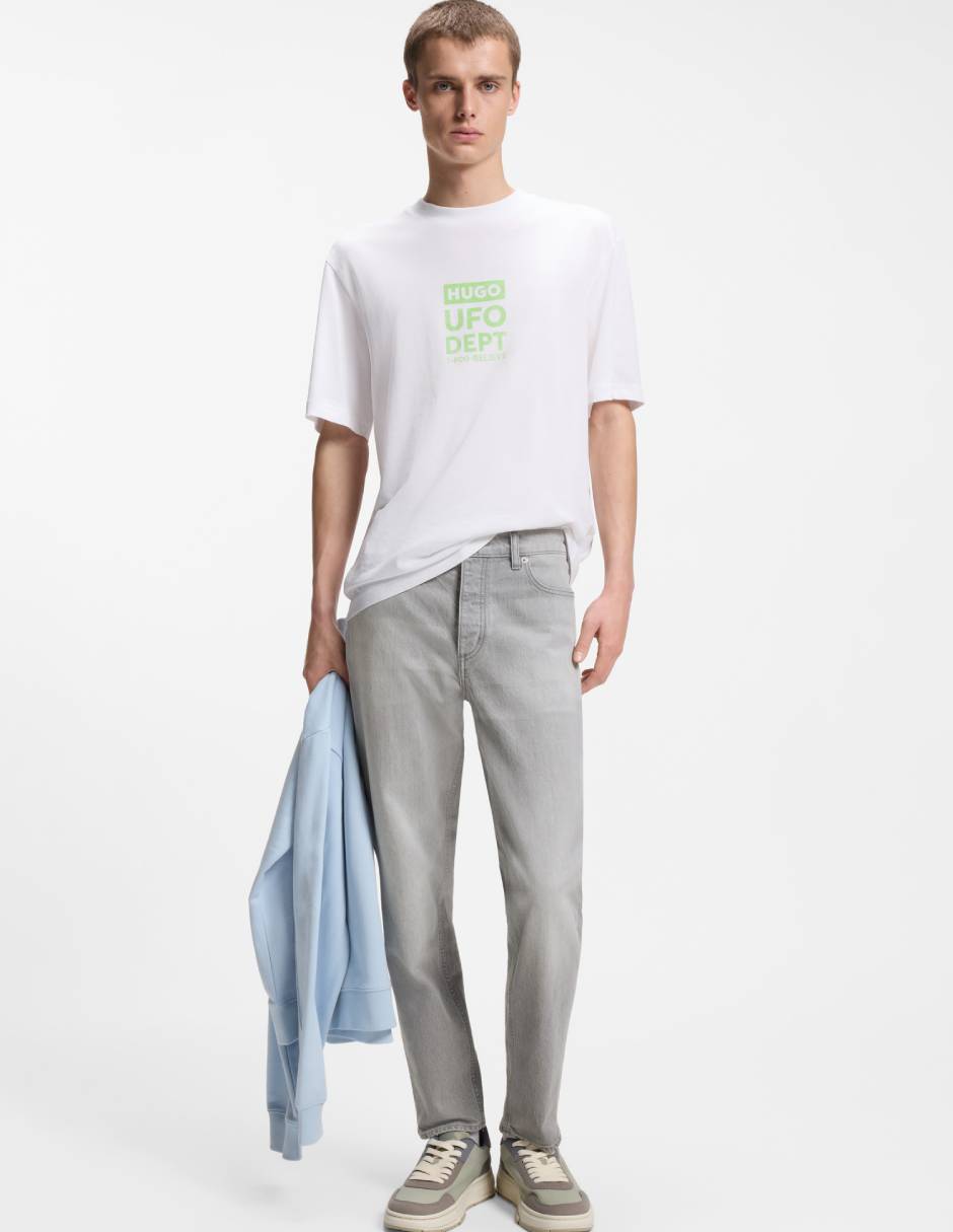 Jeans straight lavado claro para hombre 4