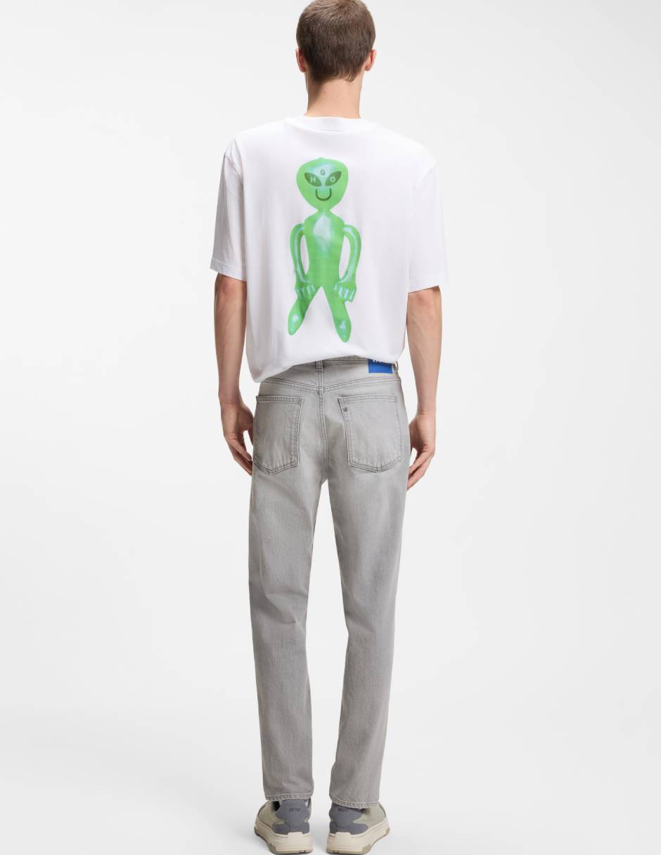 Jeans straight lavado claro para hombre 6