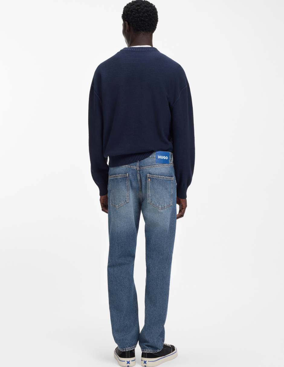 Jeans straight lavado medio para hombre 4