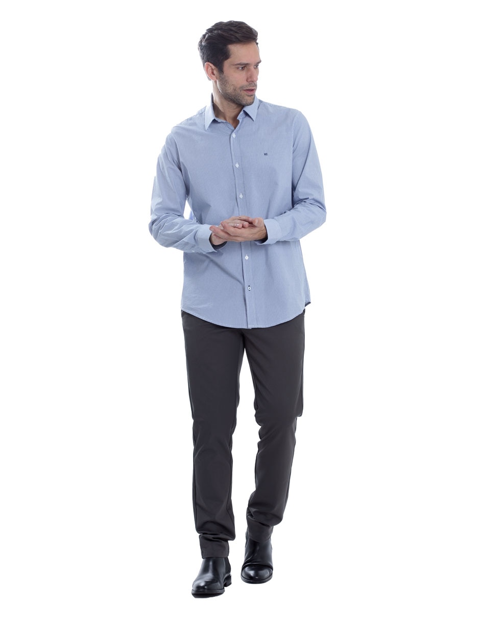 Camisa casual de algodón y poliéster manga larga para hombre 2