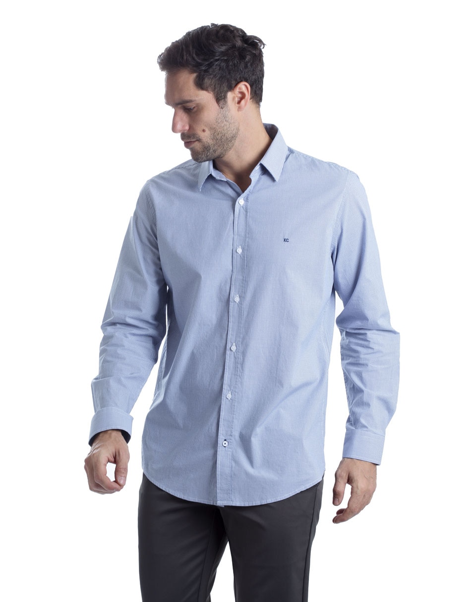 Camisa casual de algodón y poliéster manga larga para hombre 4