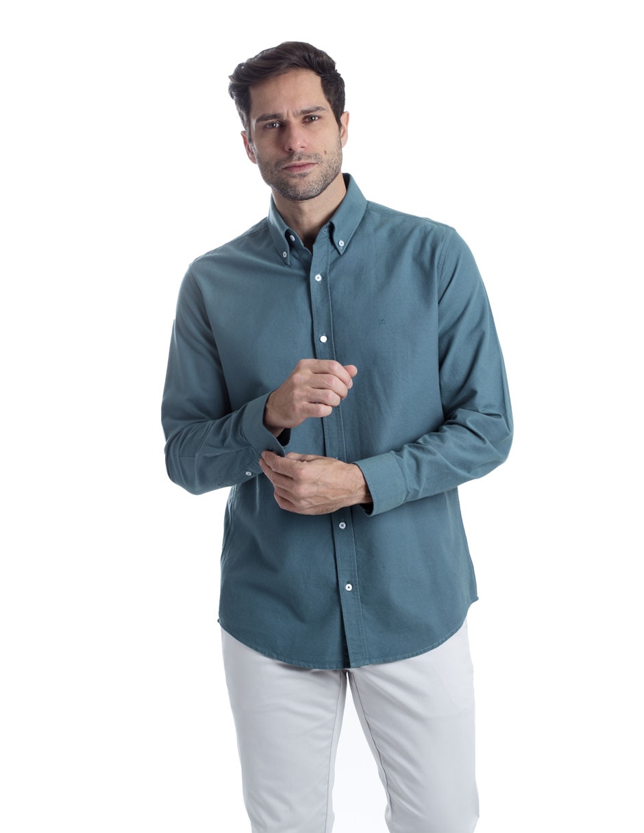 Camisa casual de algodón manga larga para hombre 4