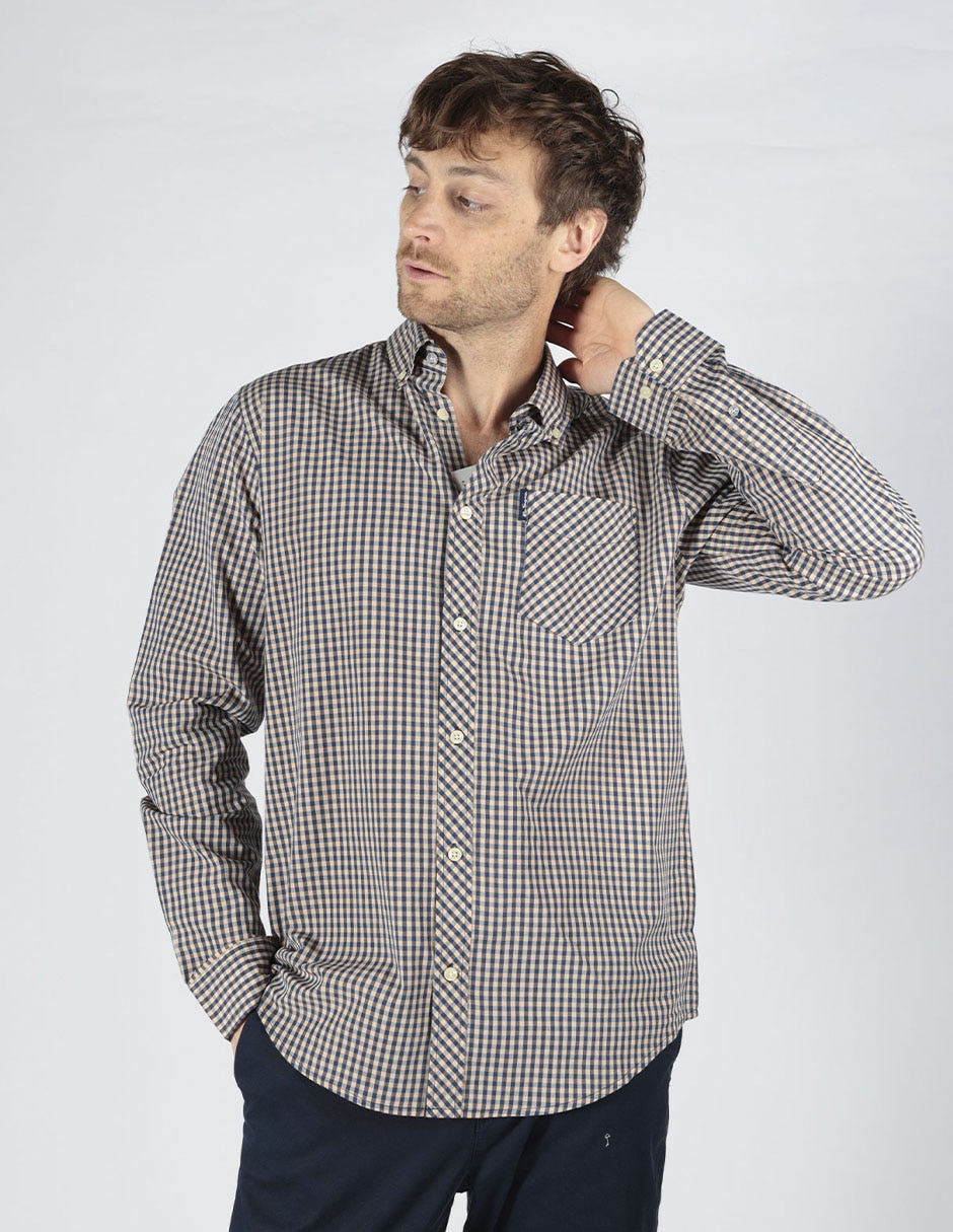 Camisa business casual de algodón manga larga para hombre Camisa business casual de algodón manga larga para hombre