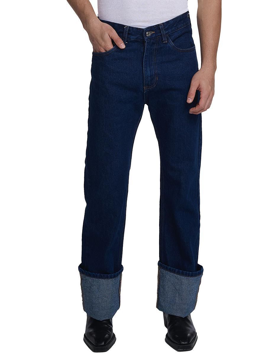 Jeans relaxed straight lavado obscuro para hombre
