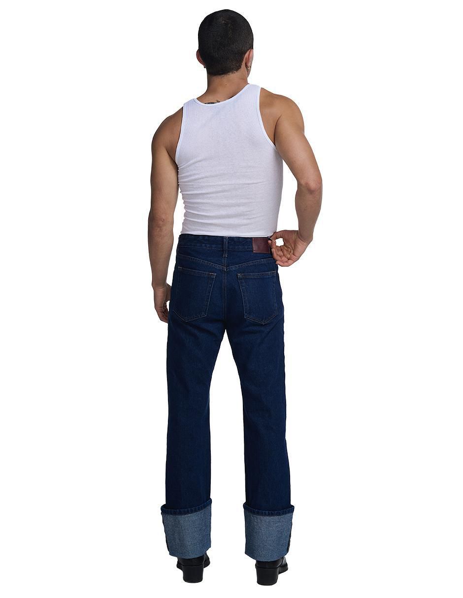Jeans relaxed straight lavado obscuro para hombre 2