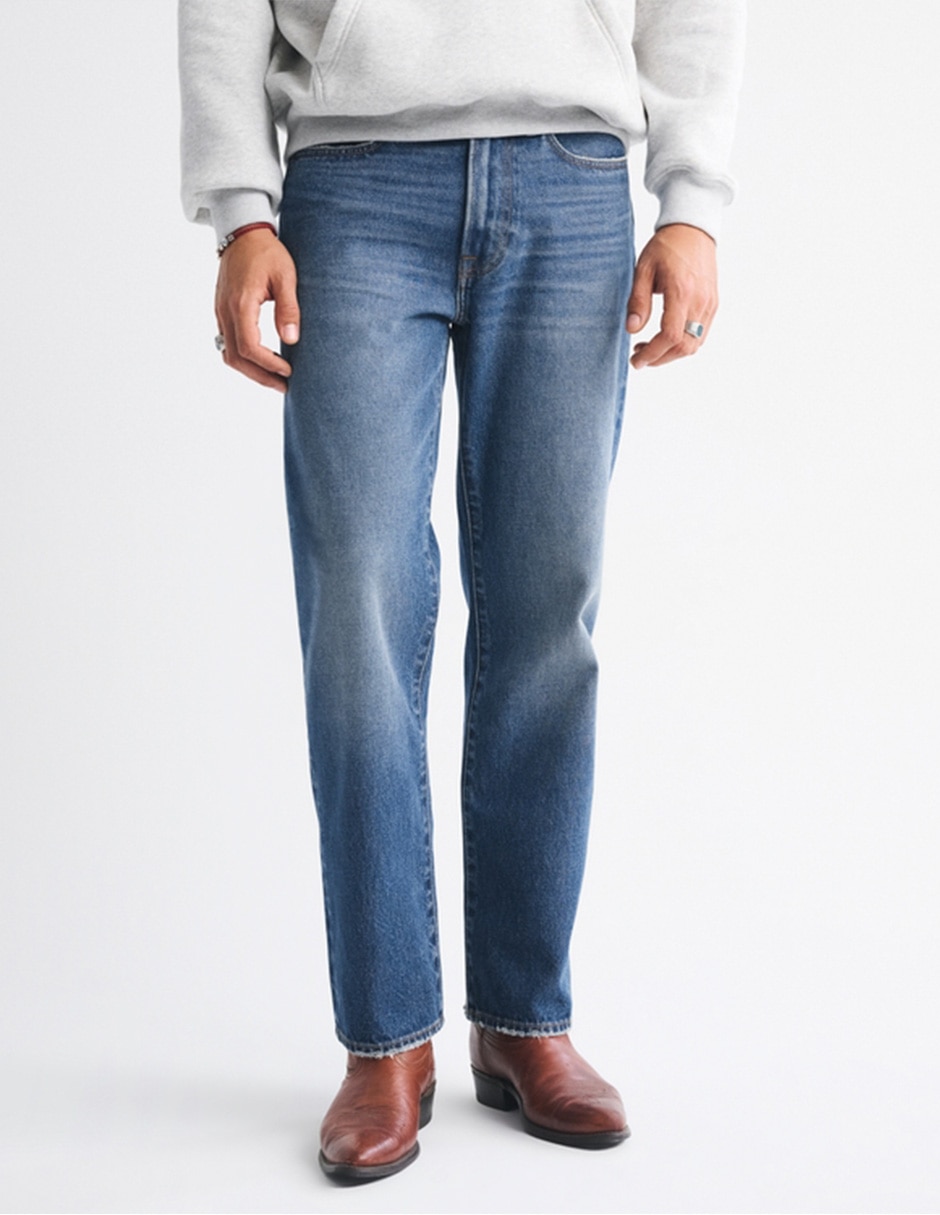 Jeans straight deslavado para hombre 14