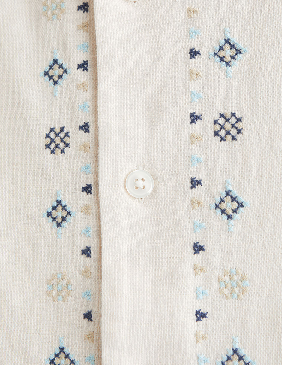 Camisa casual de lino manga corta para hombre 2