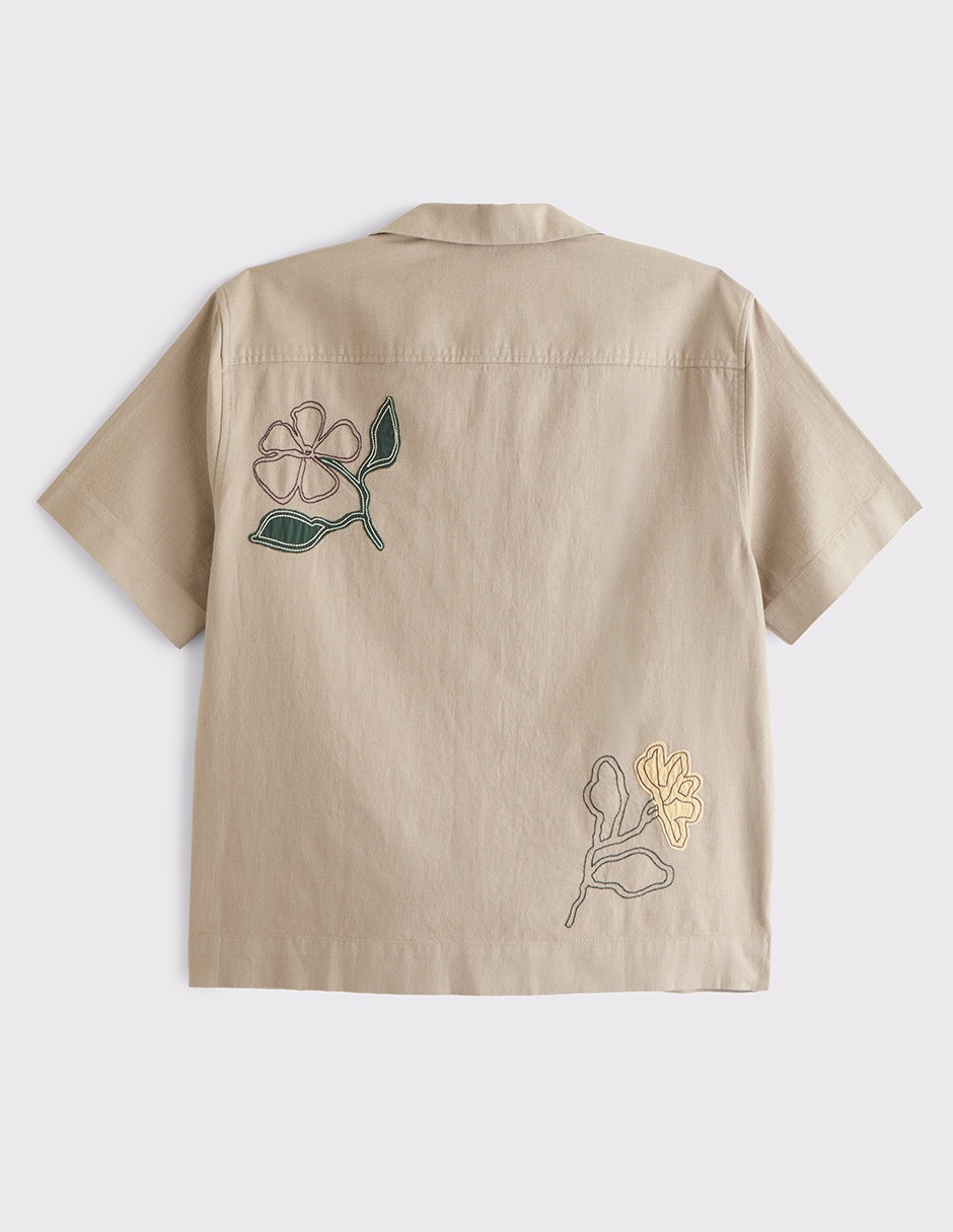 Camisa casual de lino manga corta para hombre 3