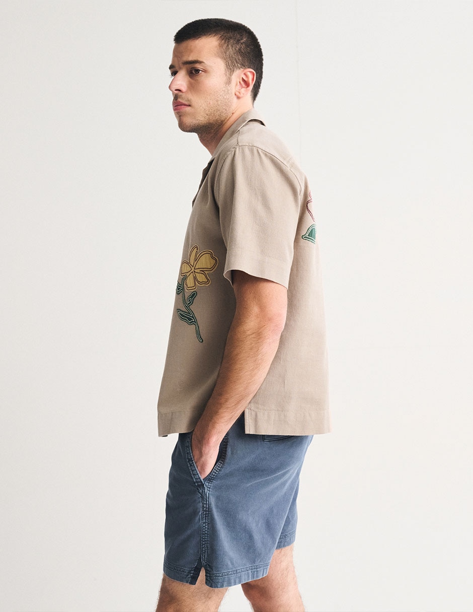 Camisa casual de lino manga corta para hombre 5