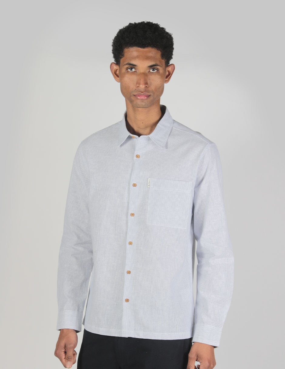 Camisa business casual de algodón manga larga para hombre