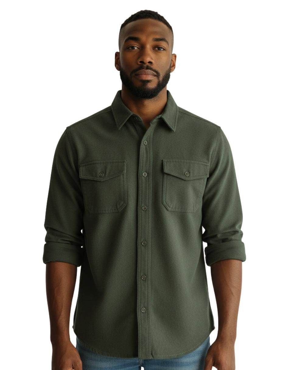 Camisa casual de algodón manga larga para hombre Camisa casual de algodón manga larga para hombre
