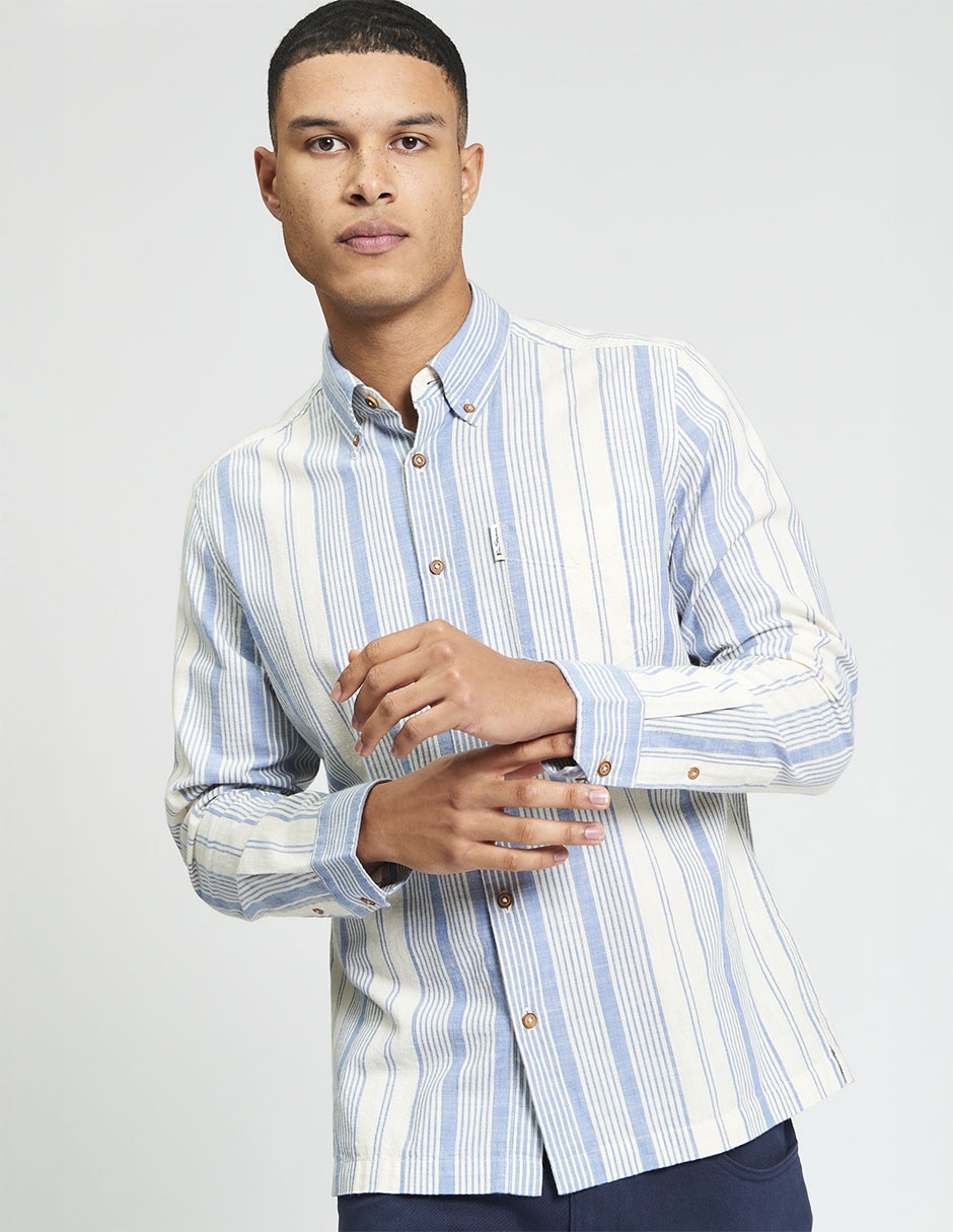 Camisa casual de algodón manga larga para hombre