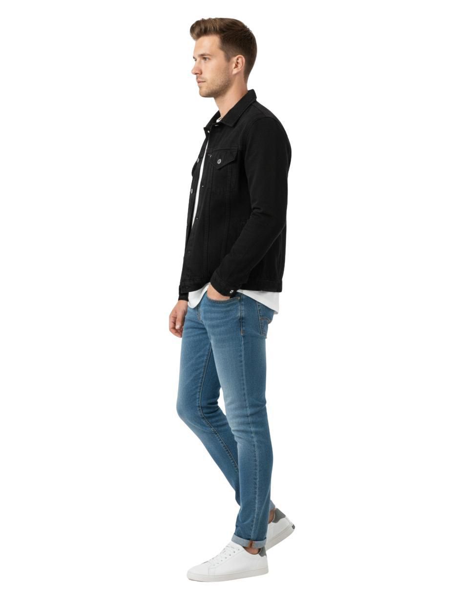 Chamarra denim de mezclilla con bolsillos para hombre 2