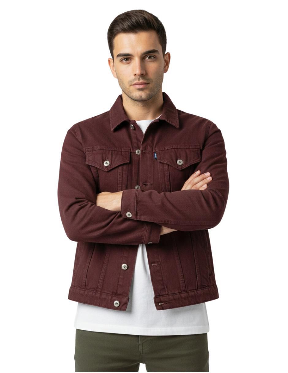 Chamarra denim de mezclilla con bolsillos para hombre