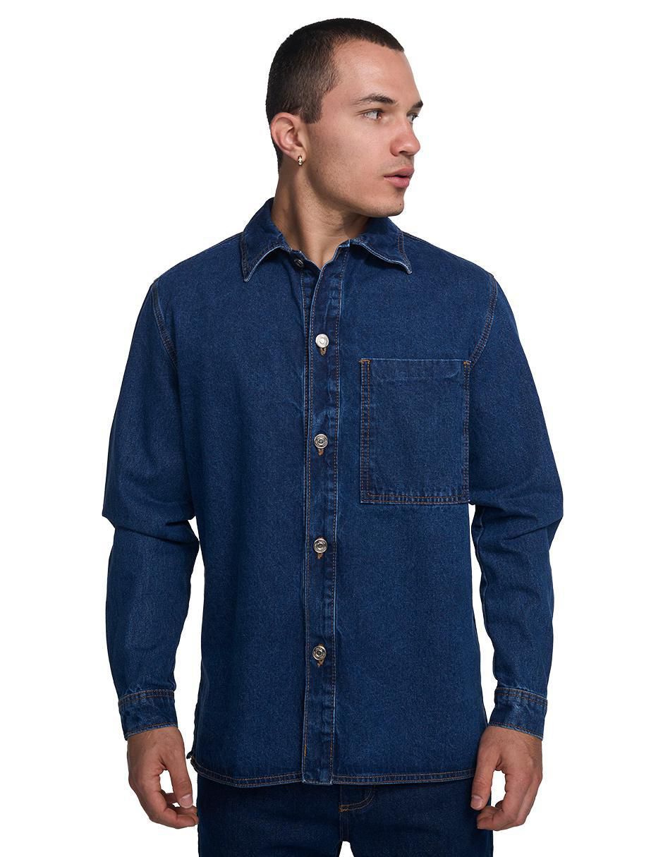 Sobrecamisa casual de mezclilla manga larga para hombre Sobrecamisa casual de mezclilla manga larga para hombre
