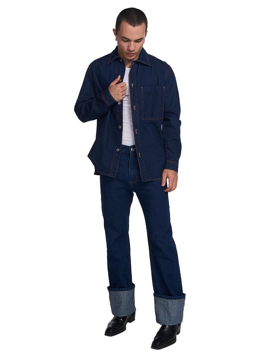 "camisa/sobrecamisa" casual mchk "de" (si aplica) mezclilla "manga" larga "para hombre"