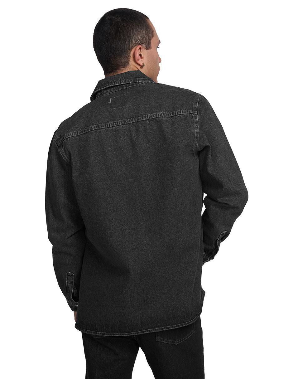Sobrecamisa casual de mezclilla manga larga para hombre 2