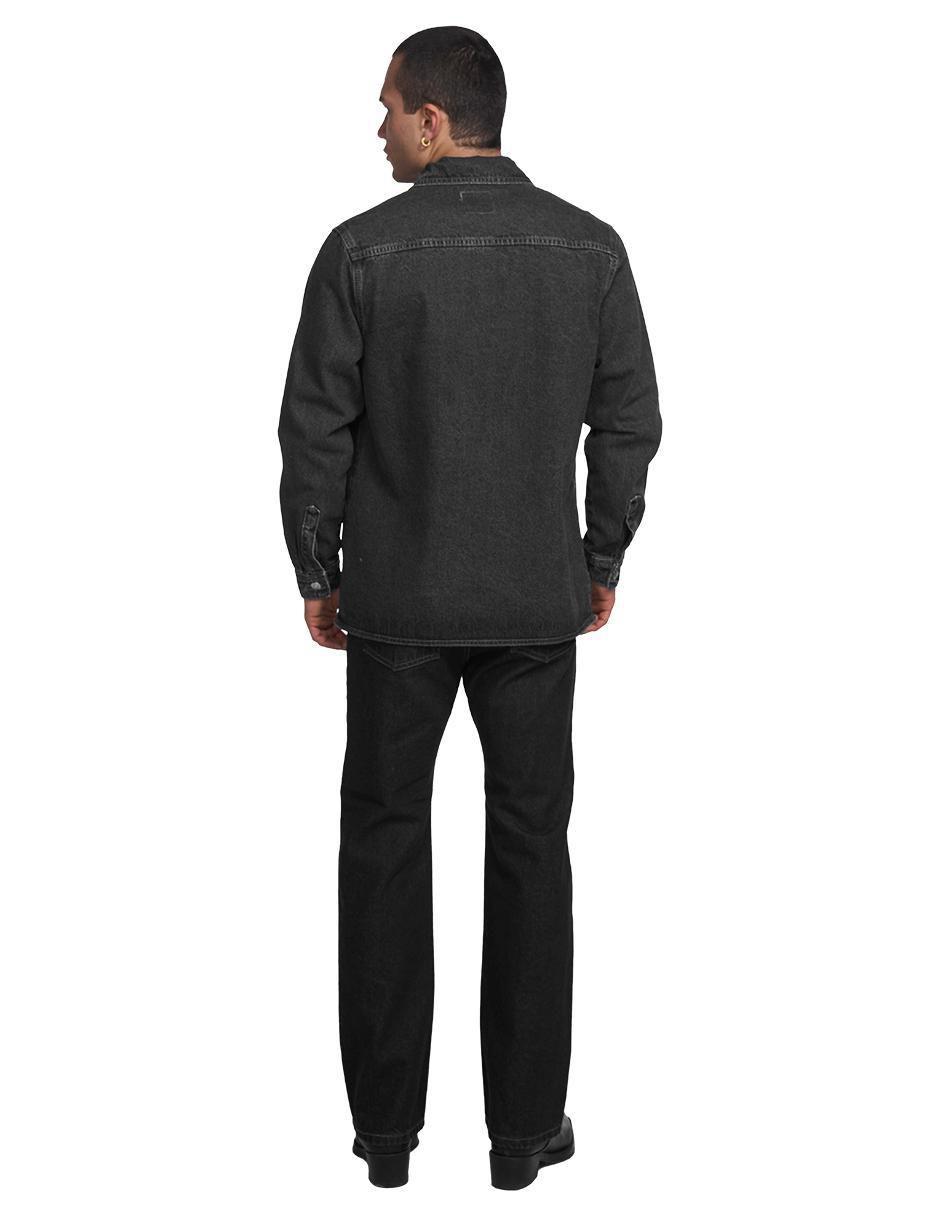 Sobrecamisa casual de mezclilla manga larga para hombre 3