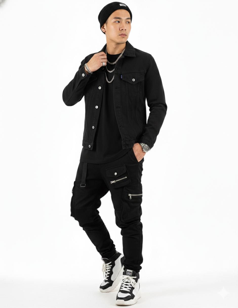 Chamarra denim de mezclilla con bolsillos para hombre 3