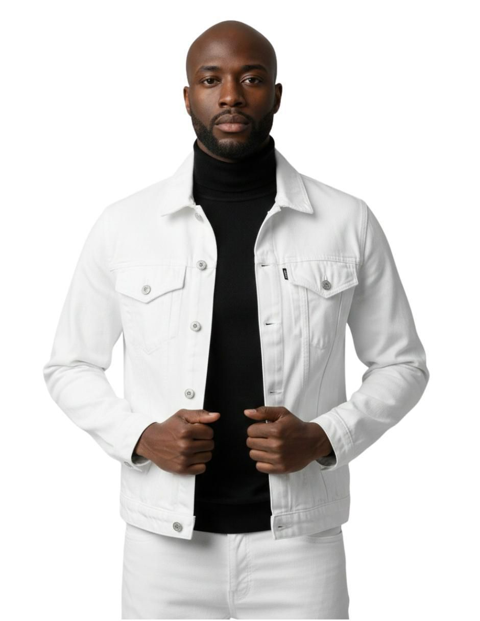 Chamarra denim de mezclilla con bolsillos para hombre Chamarra denim de mezclilla con bolsillos para hombre