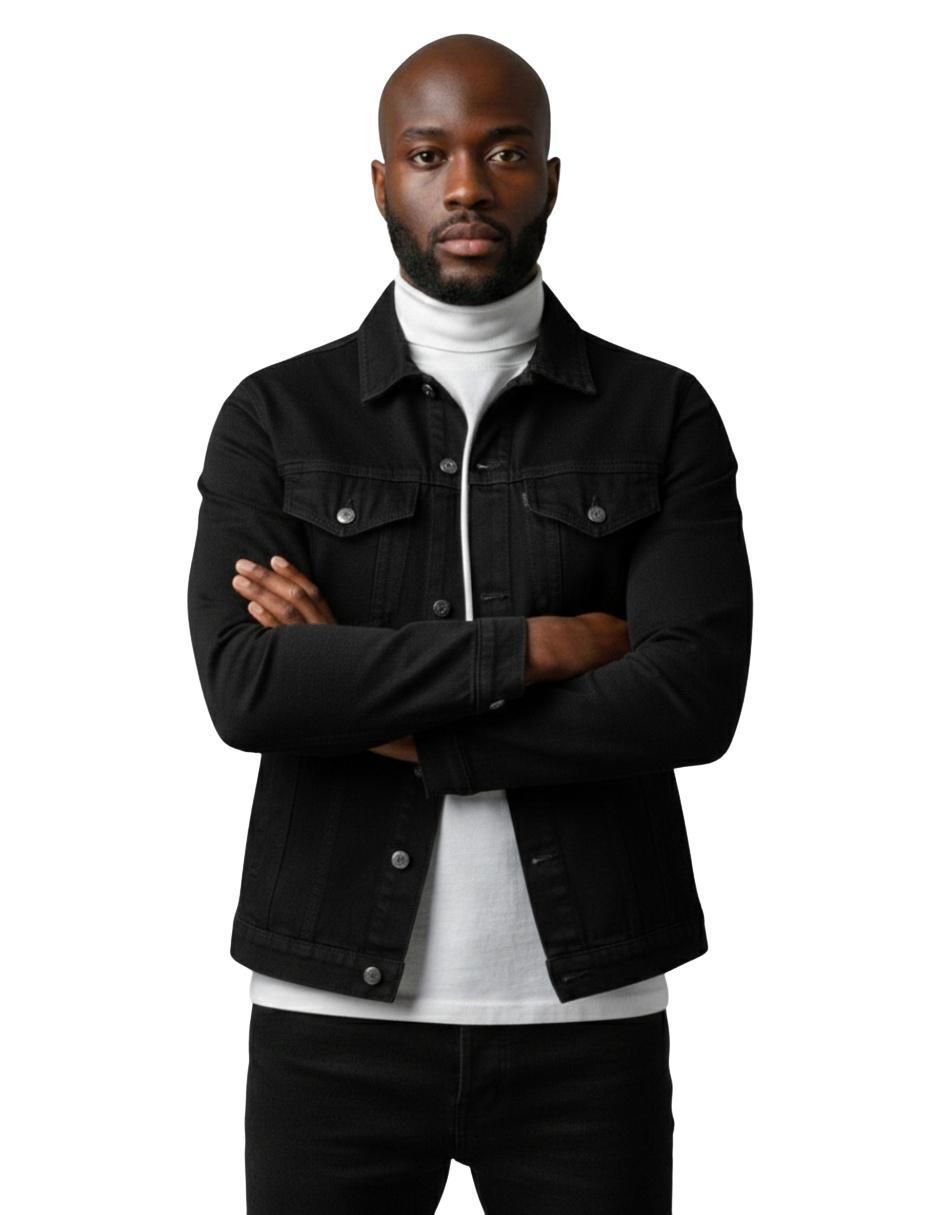 Chamarra denim de mezclilla con bolsillos para hombre Chamarra denim de mezclilla con bolsillos para hombre