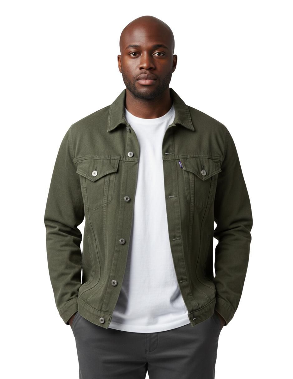 Chamarra denim de mezclilla con bolsillos para hombre Chamarra denim de mezclilla con bolsillos para hombre
