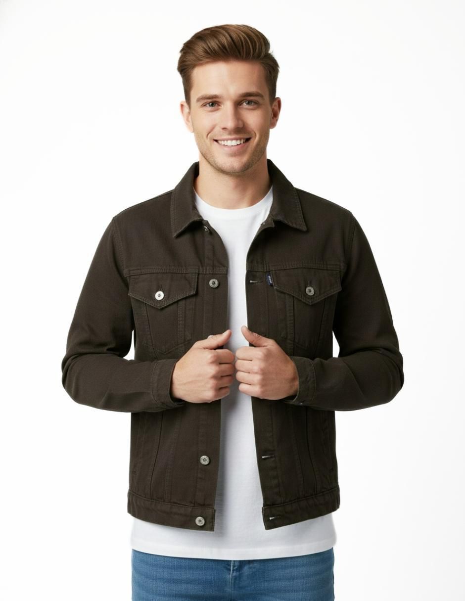 Set chamarra denim de mezclilla con bolsillos para hombre 4