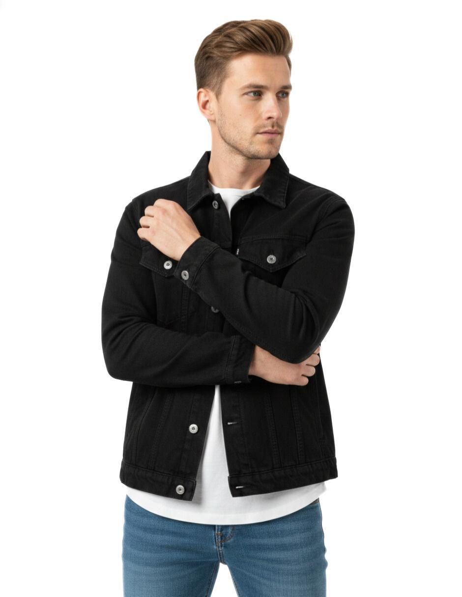 Set chamarra denim de mezclilla con bolsillos para hombre 3
