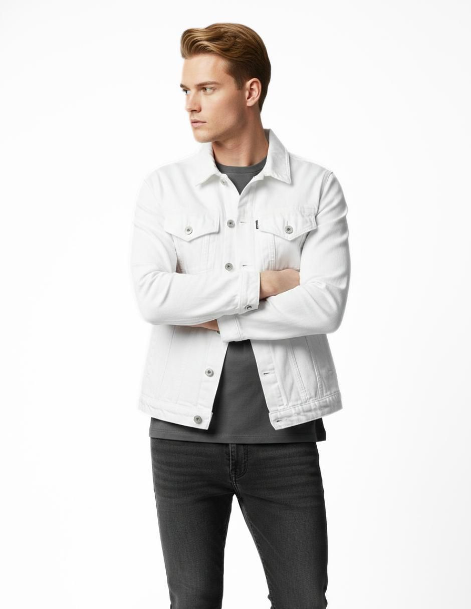 Set chamarra denim de mezclilla con bolsillos para hombre 9