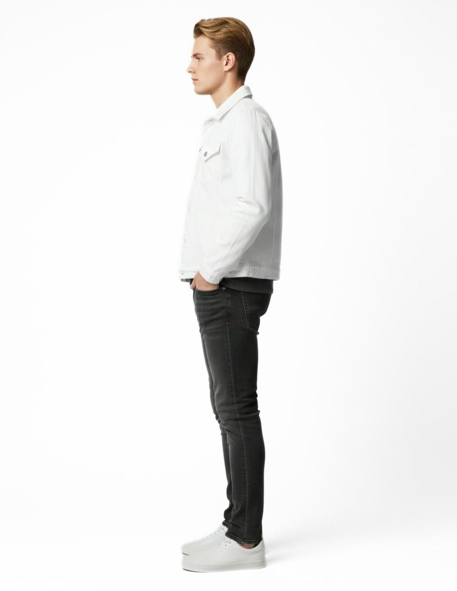 Set chamarra denim de mezclilla con bolsillos para hombre 10