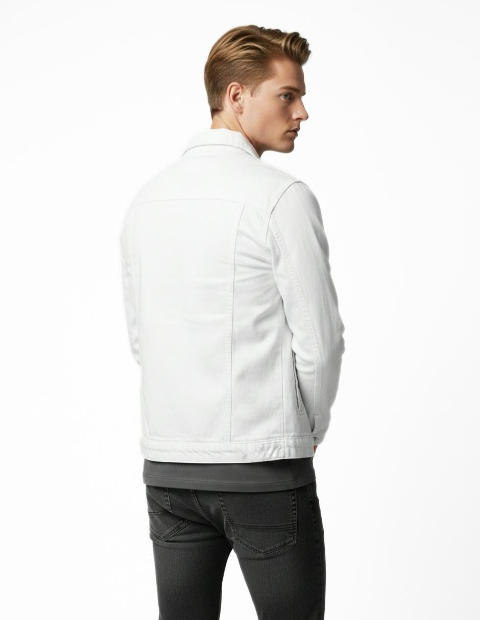 Set chamarra denim de mezclilla con bolsillos para hombre 11