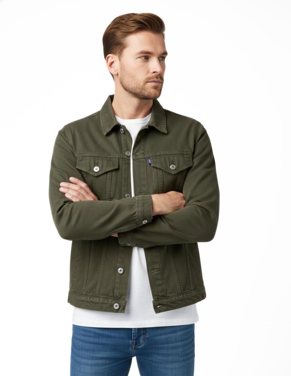 Set chamarra denim de mezclilla con bolsillos para hombre 2