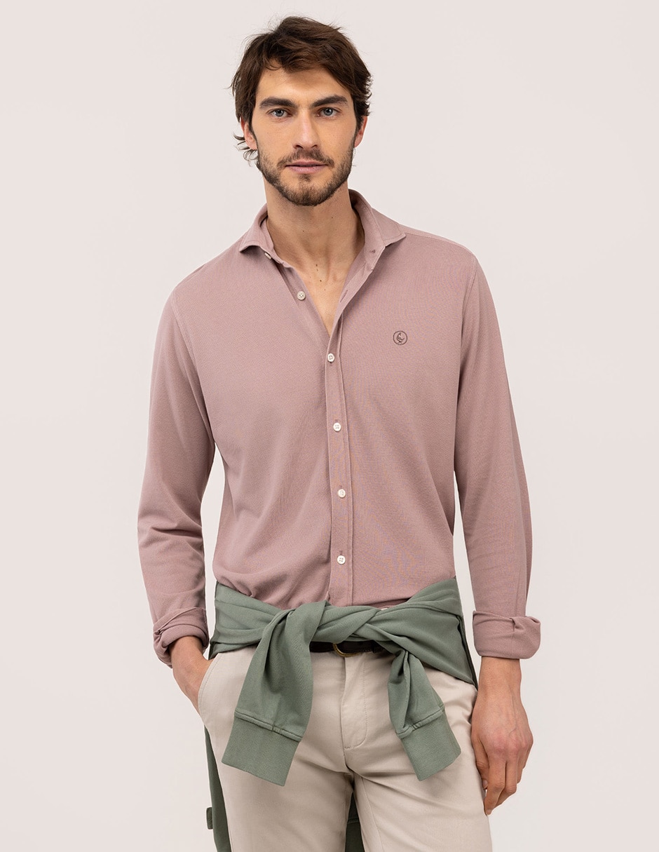 Camisa casual de algodón manga larga para hombre