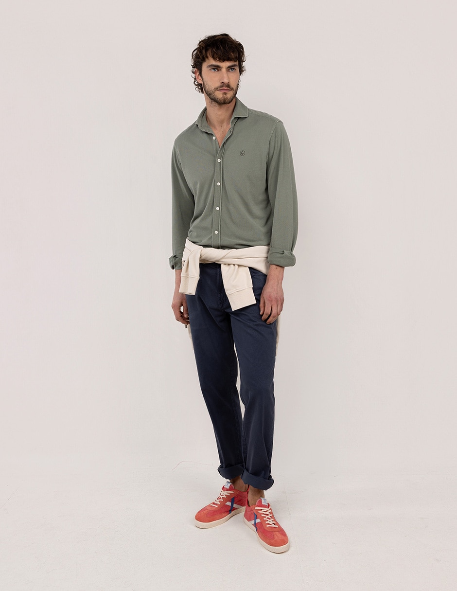 Camisa casual de algodón manga larga para hombre 2
