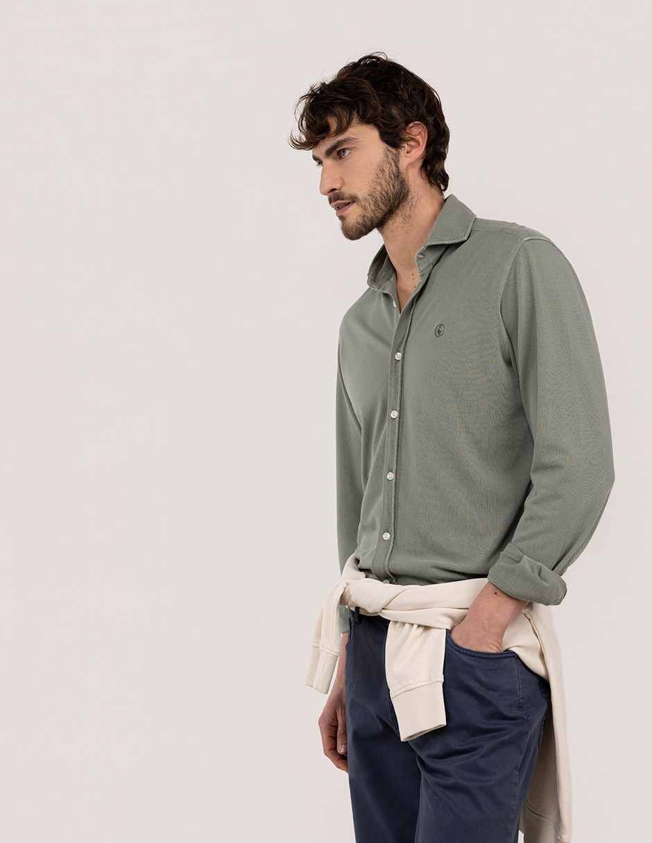 Camisa casual de algodón manga larga para hombre 4