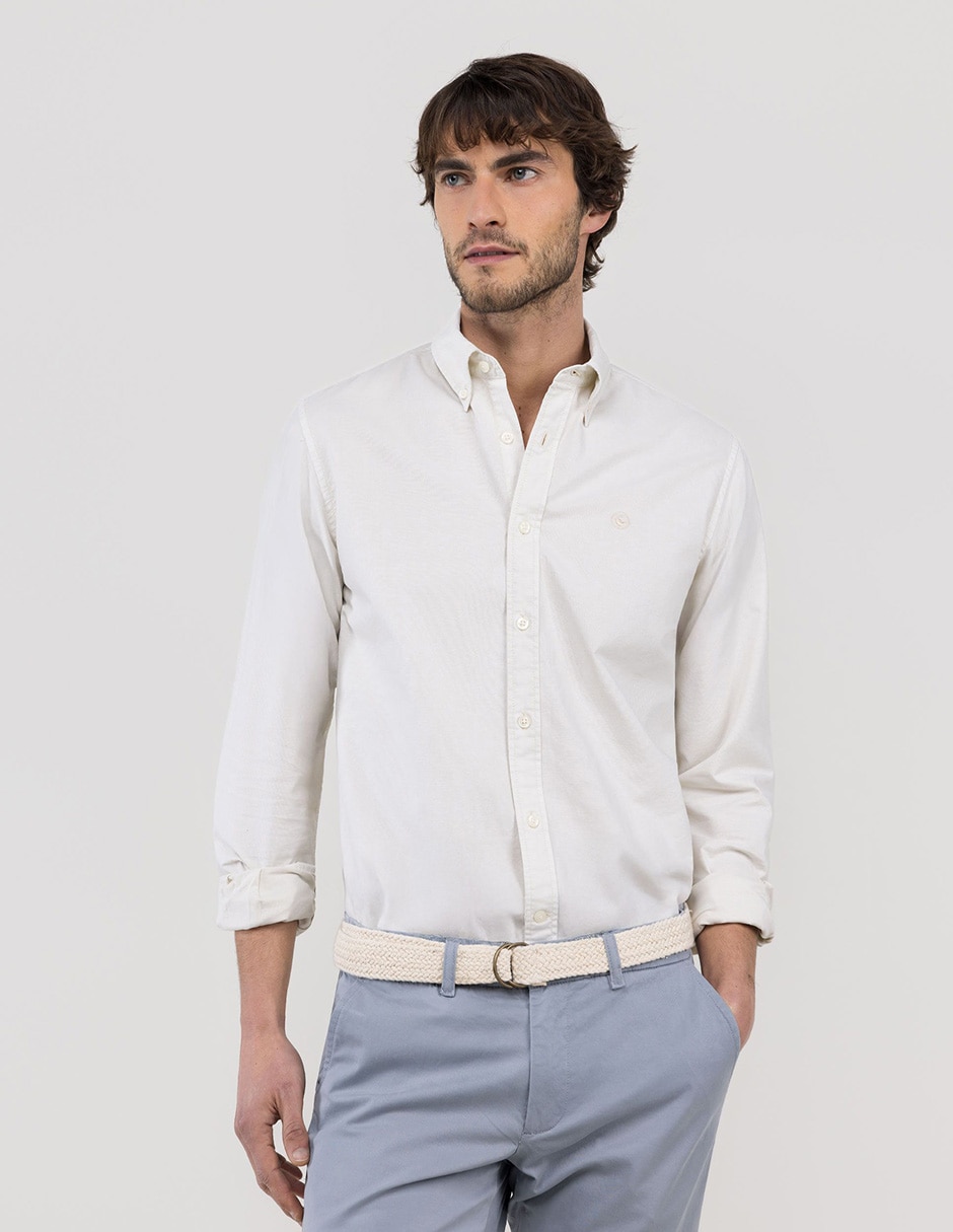 Camisa casual de algodón manga larga para hombre
