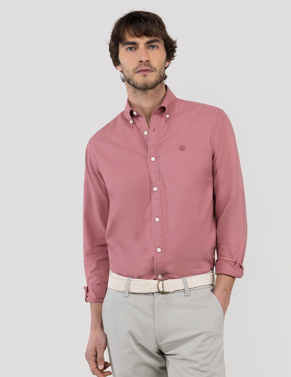 Camisa casual de algodón manga larga para hombre
