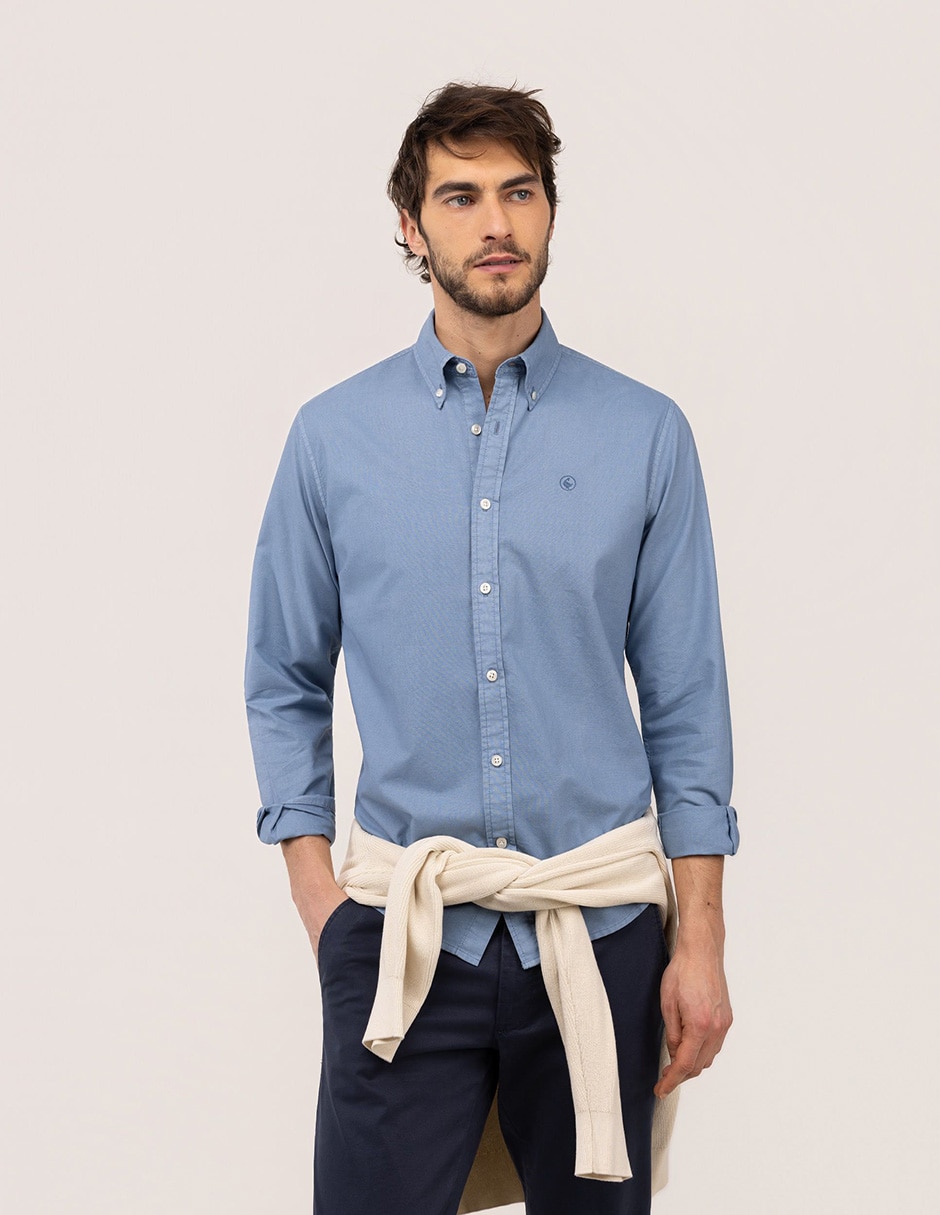 Camisa casual de algodón manga larga para hombre