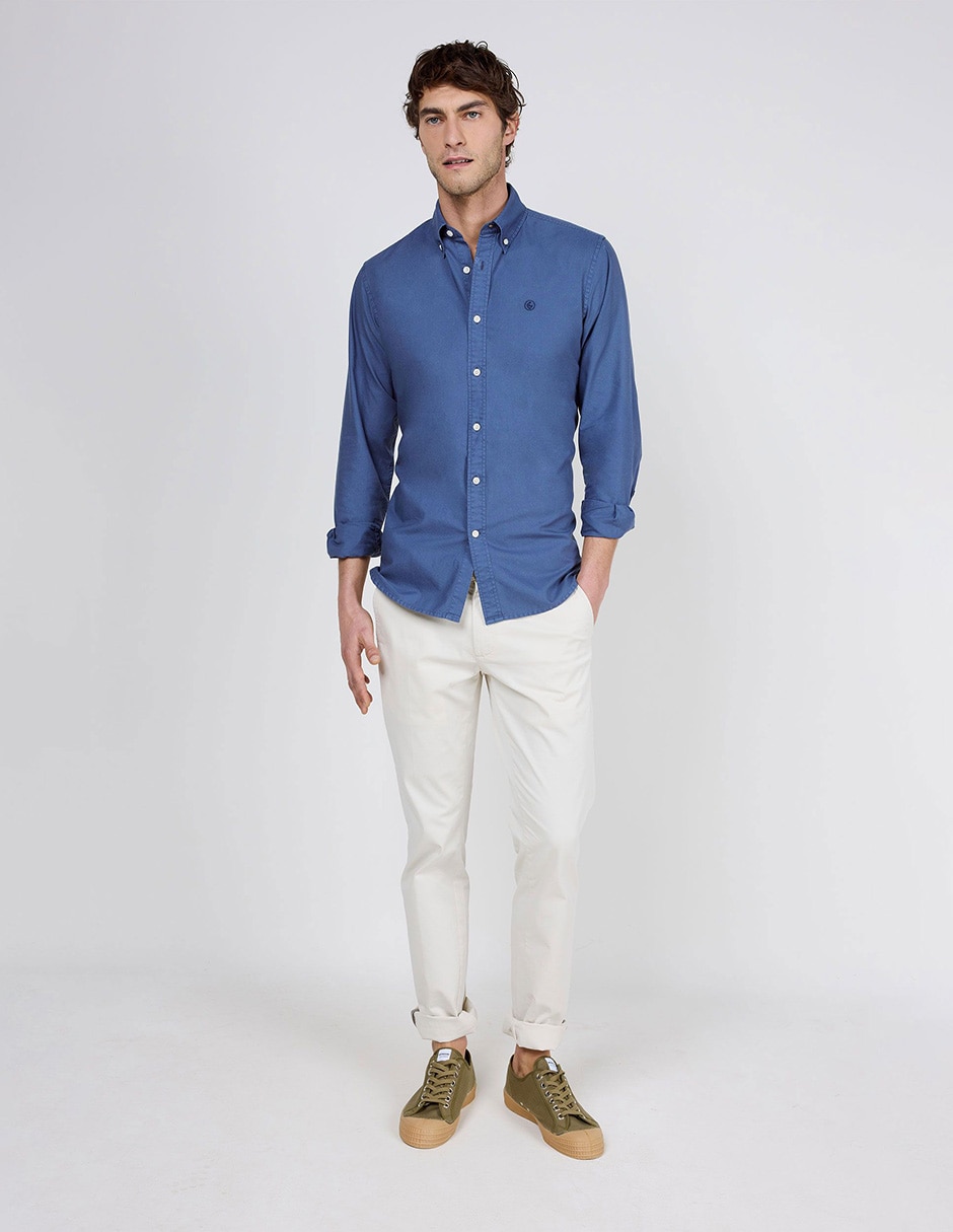 Camisa casual de algodón manga larga para hombre Camisa casual de algodón manga larga para hombre
