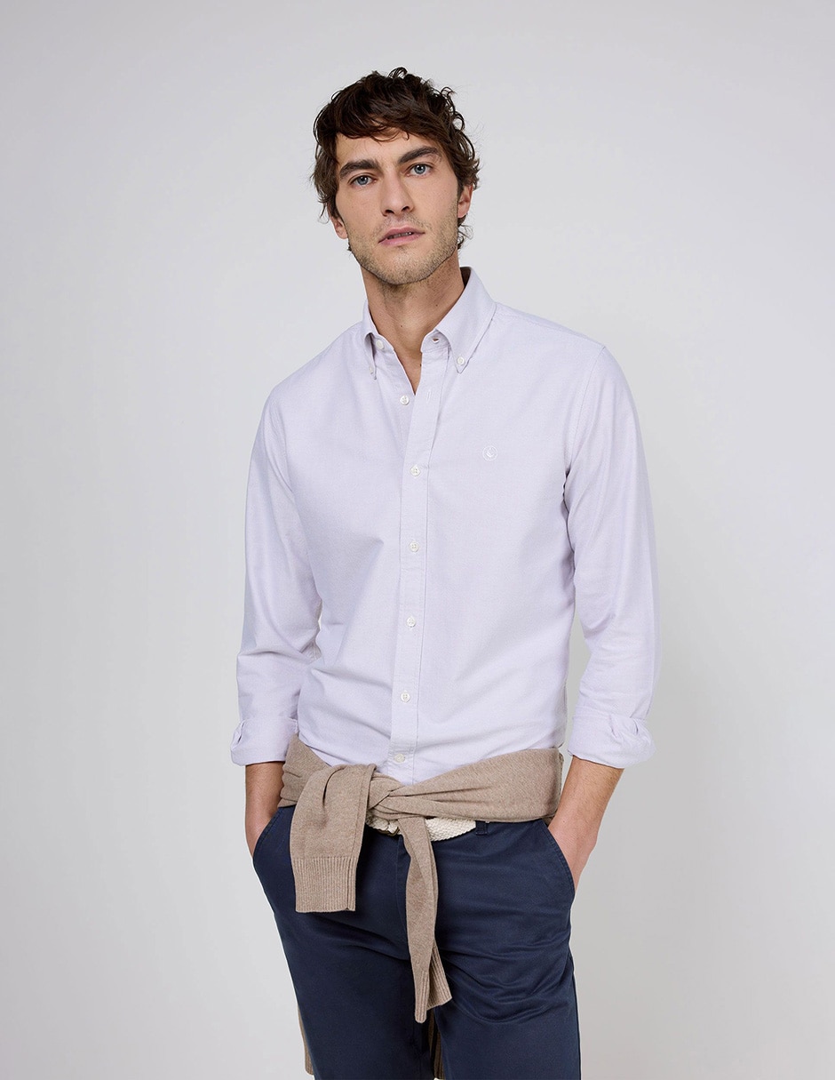 Camisa casual de algodón manga larga para hombre