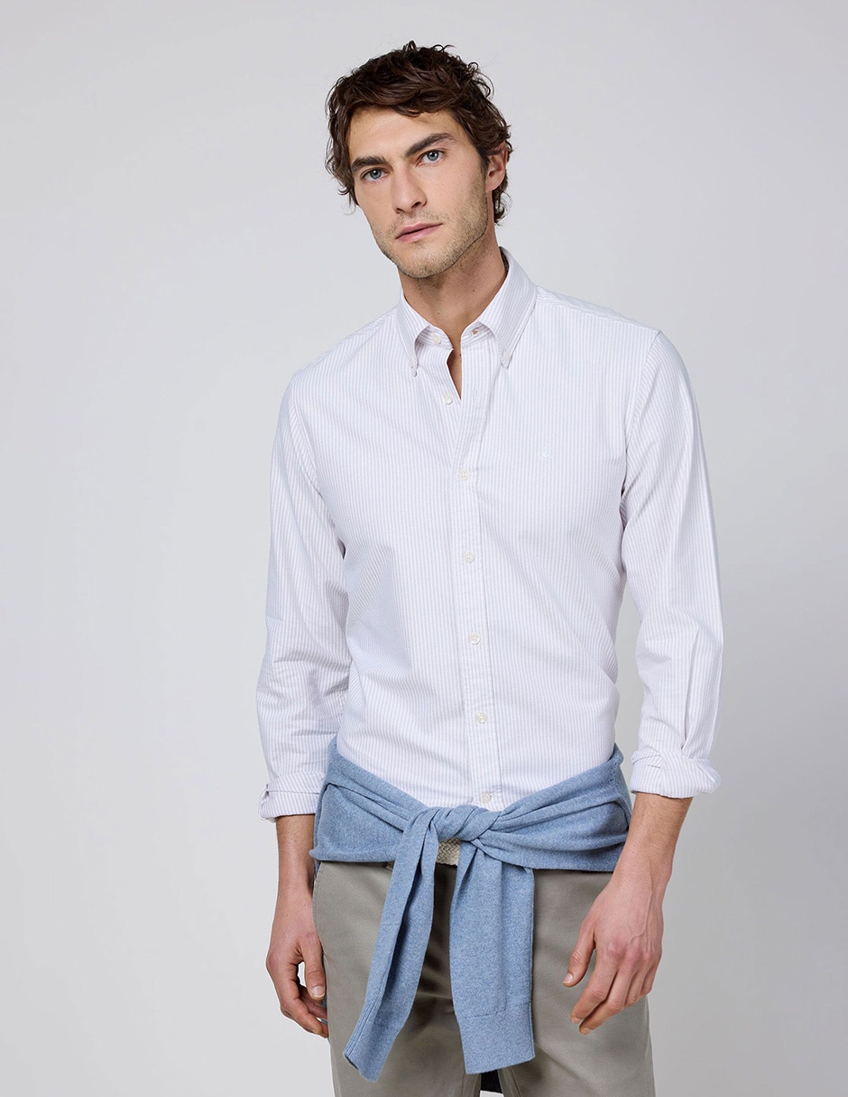 Camisa casual de algodón manga larga para hombre