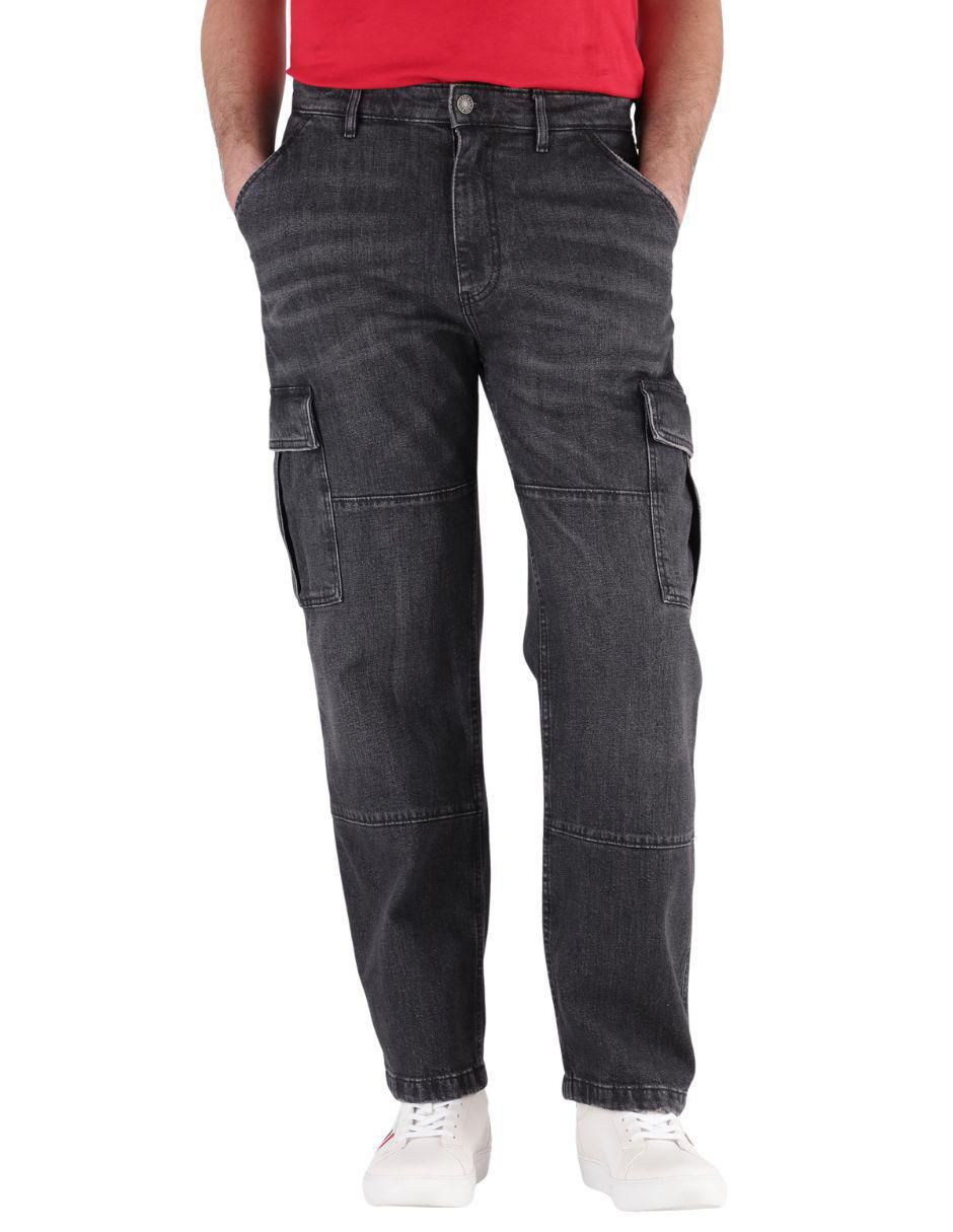 Jeans cargo baggy lavado medio para hombre