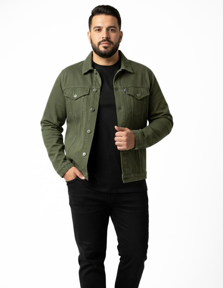 Set chamarra denim de mezclilla con bolsillos para hombre 4