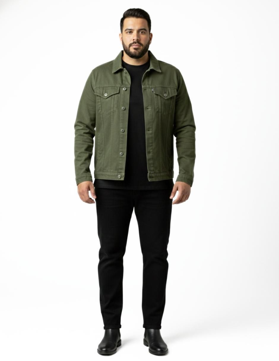 Set chamarra denim de mezclilla con bolsillos para hombre 6