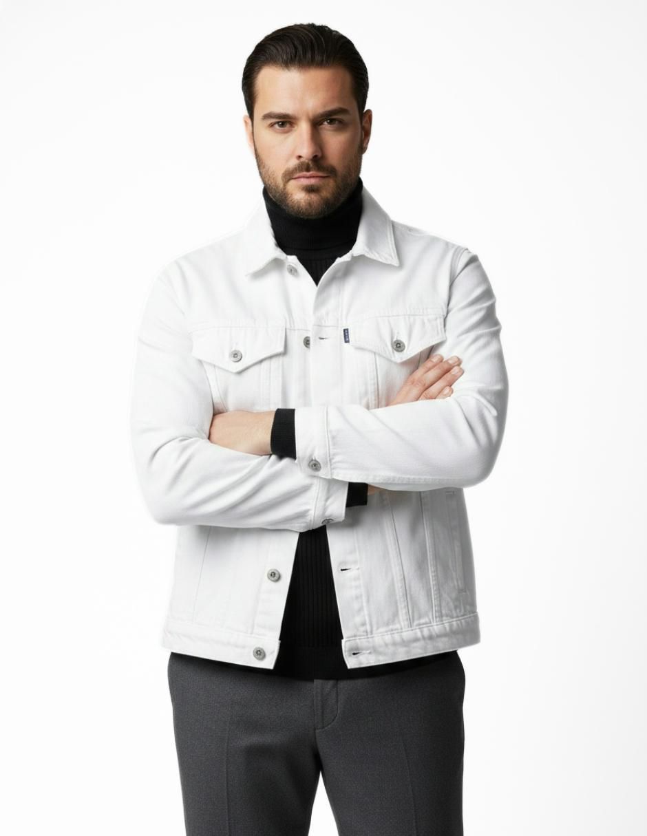 Set chamarra denim de mezclilla con bolsillos para hombre 4