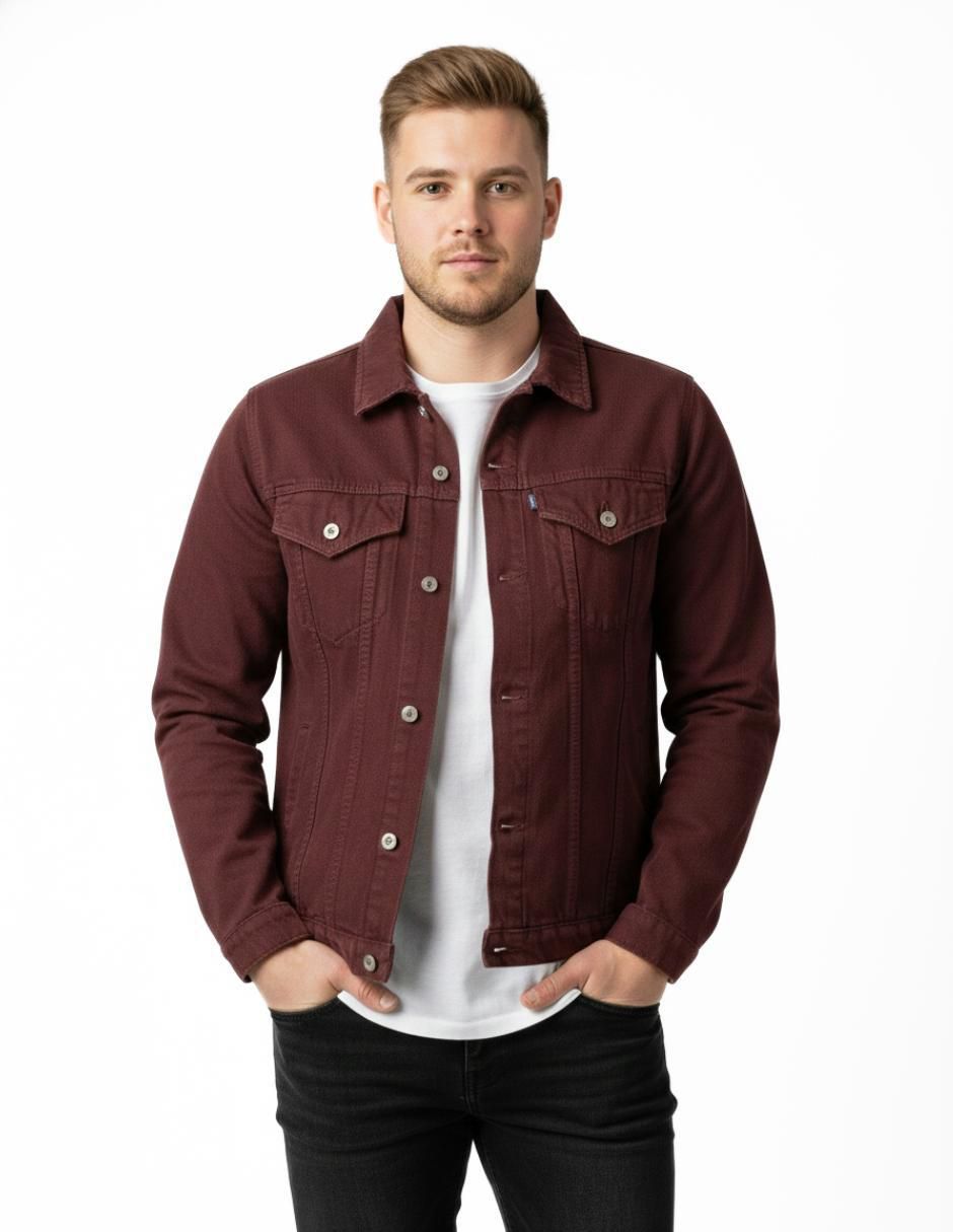 Set chamarra denim de mezclilla con bolsillos para hombre 8