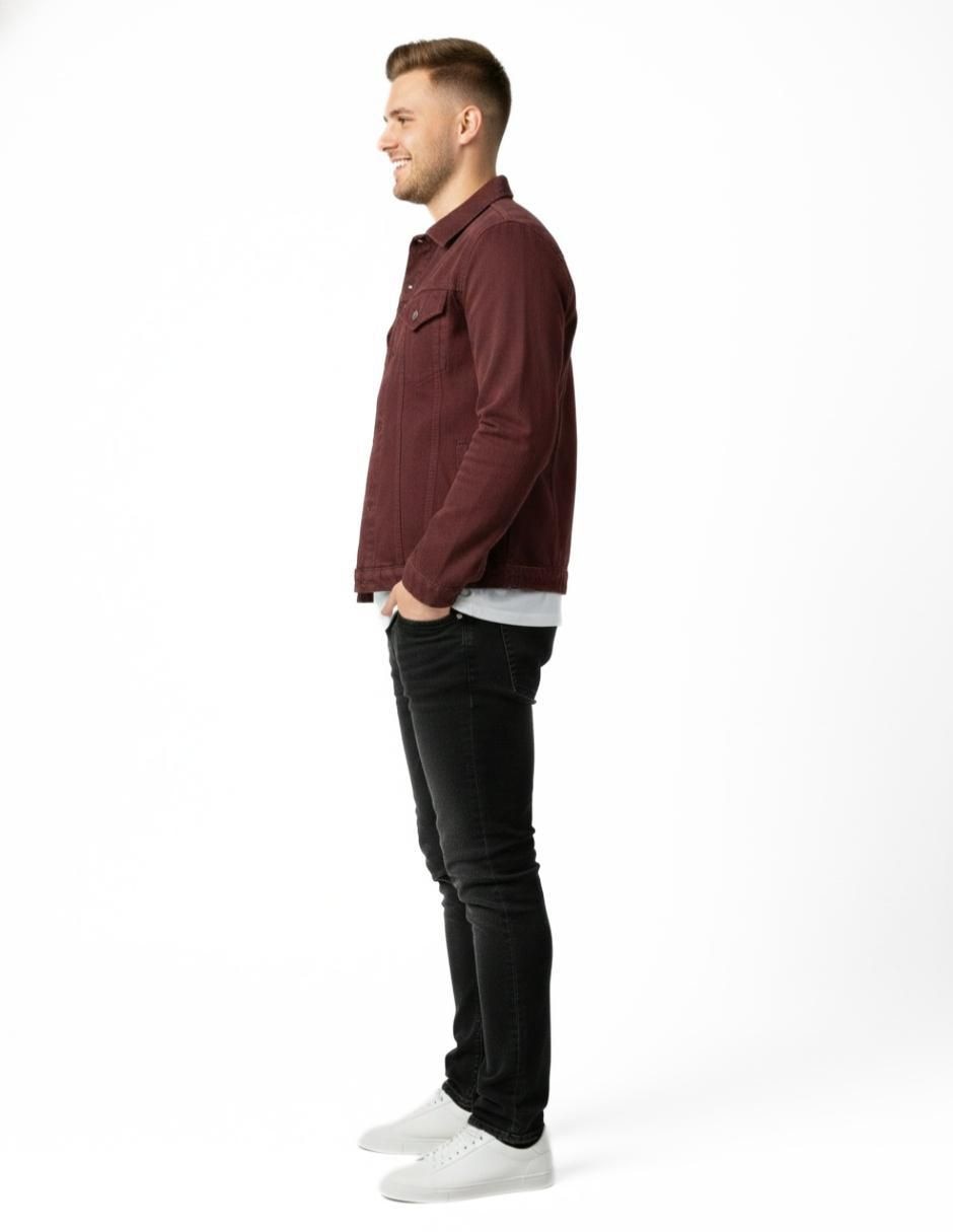 Set chamarra denim de mezclilla con bolsillos para hombre 10