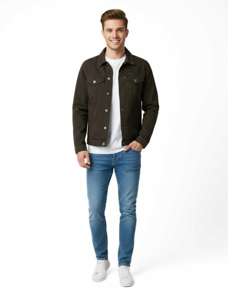 Set chamarra denim de mezclilla con bolsillos para hombre 6