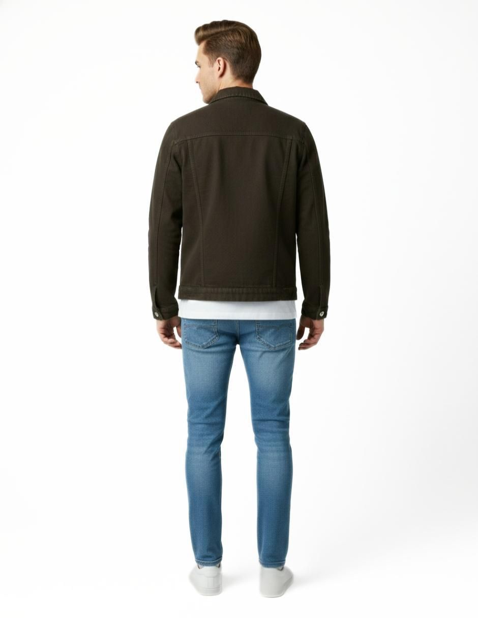 Set chamarra denim de mezclilla con bolsillos para hombre 7